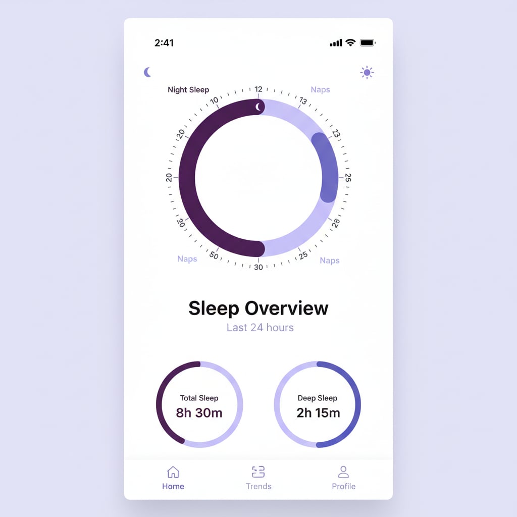 Sova 24-timers klokke som viser søvnøkter visuelt