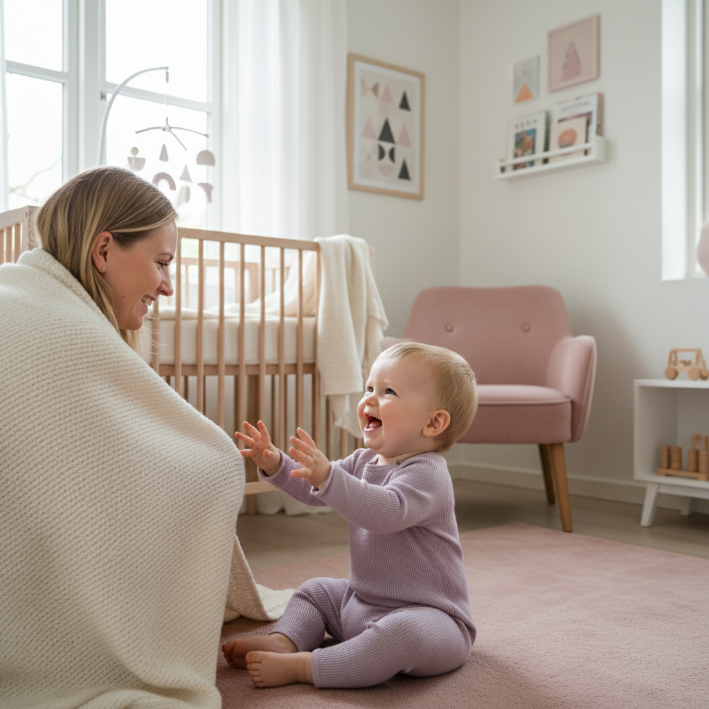 Omsorgsfull forelder som støtter barn - Synsutvikling hos baby