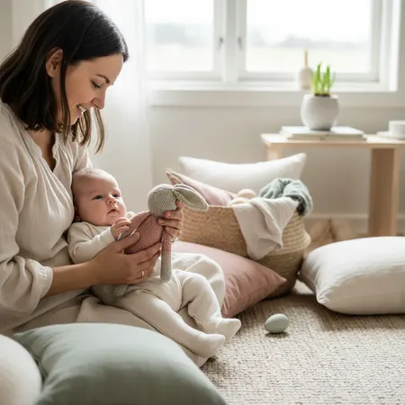 Omsorgsfull forelder som støtter barn - Vår og påske med baby